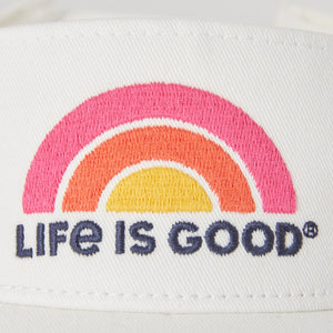 Life is Good Happiness Comes in Waves Visor Cap, Cloud White