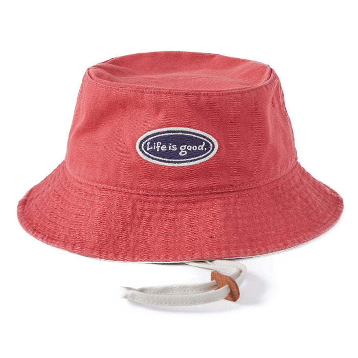 Life is Good LIG Vintage Oval Bucket Hat, Faded Red