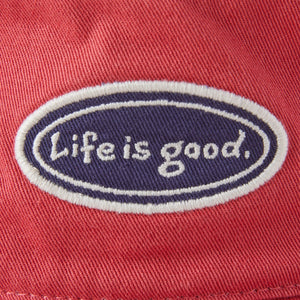 Life is Good LIG Vintage Oval Bucket Hat, Faded Red