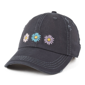 Life is Good Three Painted Daisies Chill Cap, Jet Black