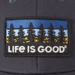 Life is Good Tree Patch Hard Meshback Hat, Jet Black