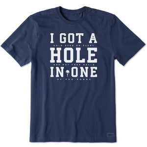Life is Good. Men's I Got A Hole In One SS Crusher-Lite Tee, Darkest Blue