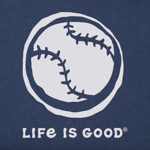 Life is Good. Kid's Baseball Sketch Short Sleeve Crusher Tee, Darkest Blue
