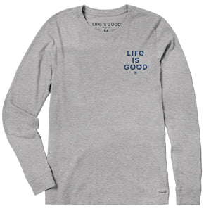 Life is Good. Women's Realaxed Cat Friends Shapes & Sizes Long Sleeve Crusher Tee, Heather Gray