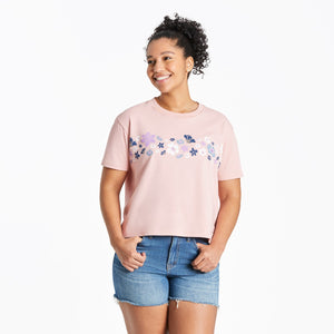 Life is Good Women's Spring Wildflower Crusher SS Boxy Tee, Himalayan Pink