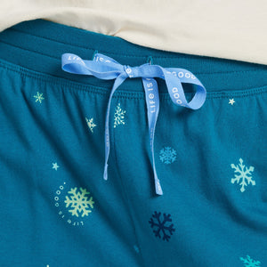 Life is Good Women's Snow Flurries Pattern Sleep Pants, Vintage Blue