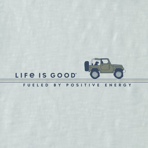 Life is Good. Men's Positive Energy Textured Slub Hoodie Tee, Fog Grey