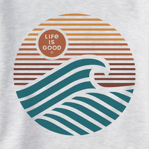 Life is Good. Men's Linear Waves Simply True Fleece Hoodie, Light Heather Gray