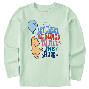 Life is Good. Winnie Let There Be Songs Long Sleeve Kid's Crusher, Sage Green