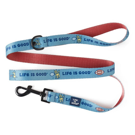 Life Is Good. Sports Icons Dog Leash, Smoky Blue