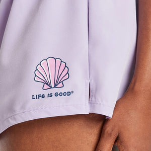 Life is Good Women's Seashell Boardshort, Lilac Purple