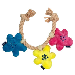 Life is Good. Flower Three Daisies Rope Toy, Multicolor
