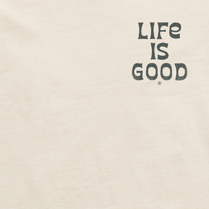 Life is Good. Men's Fineline Keep It Reel Bass Crusher Tee, Putty White