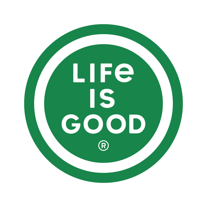 Life is Good. 4" Circle Sticker Life is Good Coin, Jungle Green