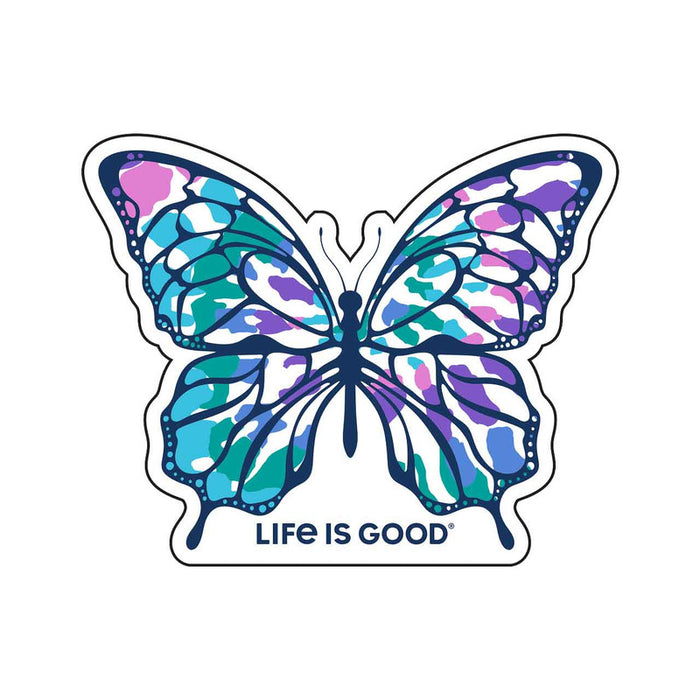 Life is Good. Small Die Cut Decal Tie Die Butterfly, Cloud White