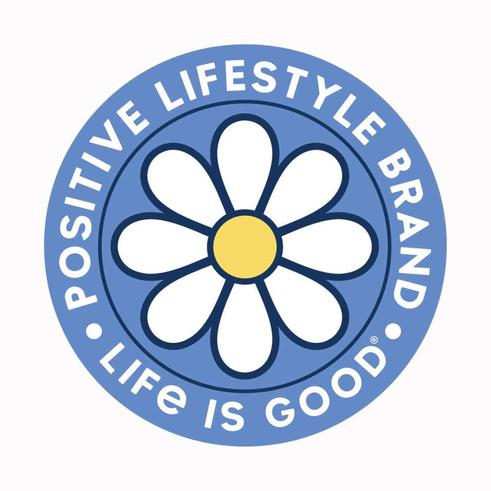 Life is Good. 4" Circle Sticker Positive Lifestyle, Cornflower Blue