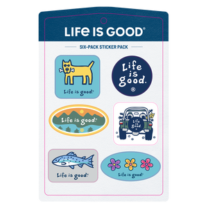 Life is Good. Six-Pack Stickers, Vintage Pack