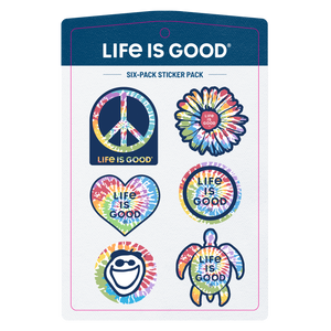 Life is Good. Six-Pack Stickers, Tie Dye Pack