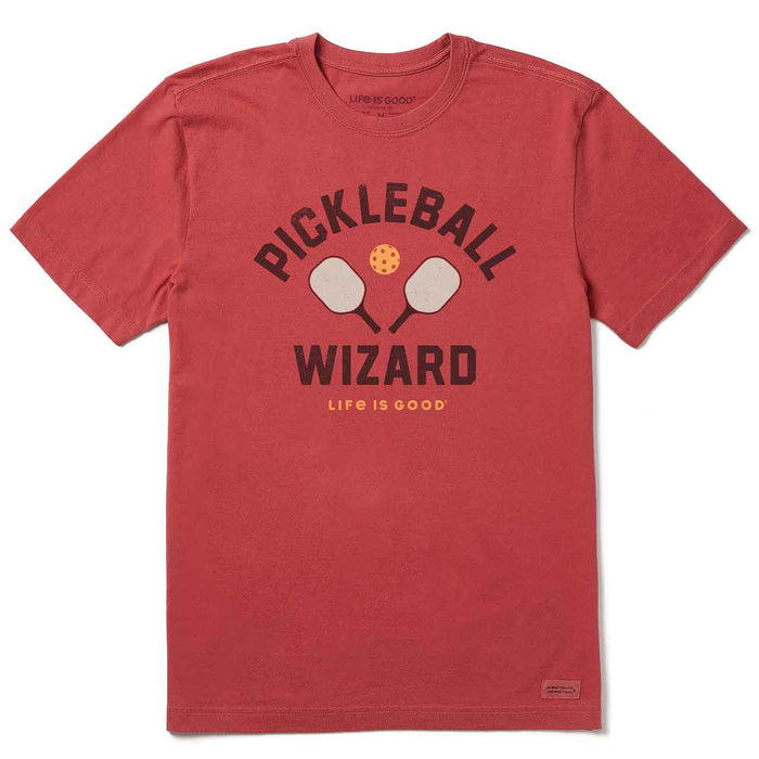 Life is Good. Men's Pickleball Wizard Crusher Tee, Faded Red