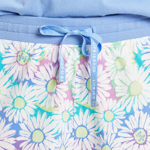 Life is Good. Women's Tie Dye Daisy Snuggle Up Sleep Shorts, Cloud White