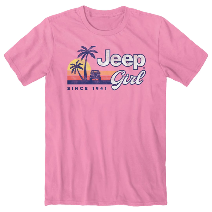 Jeep Girl Surf Short Sleeve T-Shirt, Pink