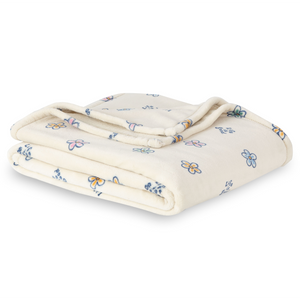 Life is Good. Mini Daisies Plush Throw Blanket in Putty White