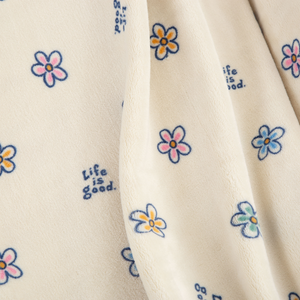 Life is Good. Mini Daisies Plush Throw Blanket in Putty White