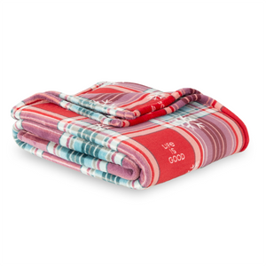 Life is Good. Snowflake Plaid Plush Throw Blanket, Adirondack Red