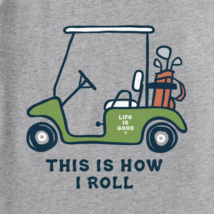 Life is Good. Men's This is How I Roll Golf SS Crusher Tee, Heather Gray