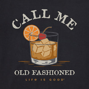 Life is Good. Men's Old Fashioned Cocktail SS Crusher-Lite Tee, Jet Black