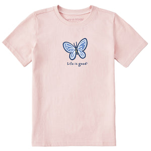 Life Is Good. Kids Butterfly SS Crusher Tee, Himalayan Pink