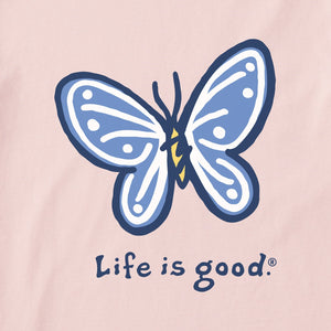 Life Is Good. Kids Butterfly SS Crusher Tee, Himalayan Pink