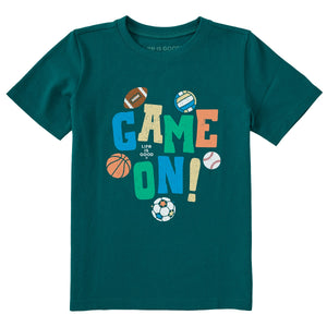 Life Is Good. Kids Game On Sports SS Crusher Tee, Military Green