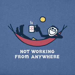 Life is Good. Men's Not Working Hammock Short Sleeve Crusher Tee, Vintage Blue