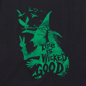 Life is Good. Women's Wizard of Oz Life is Wicked Good Witch Short Sleeve Crusher Vee, Faded Black