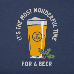 Life is Good. Men's Time For A Beer LS Crusher Tee, Darkest Blue