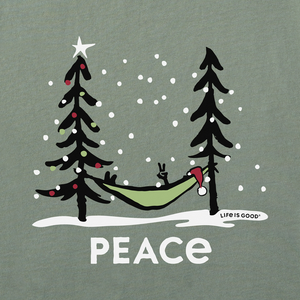 Life is Good. Men's Holiday Hammock LS Crusher Tee, Moss Green