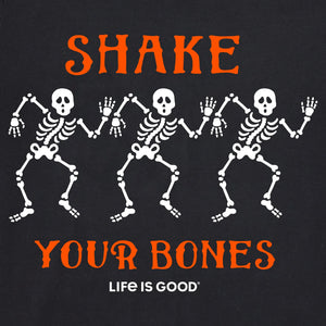 Life is Good. Men's Shake Your Bones Skeletons Short Sleeve Crusher Tee, Faded Black