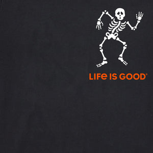 Life is Good. Men's Shake Your Bones Skeletons Short Sleeve Crusher Tee, Faded Black