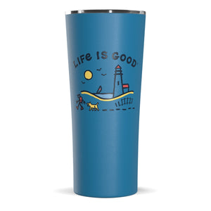 Life Is Good Lighthouse Walk Stainless Steel Water Bottle 22oz, Sky Blue