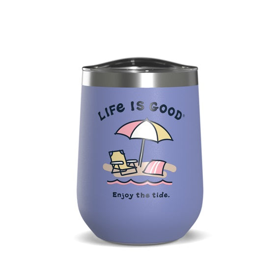 Life Is Good Enjoy the Tide Stainless Steel Water Bottle 12oz, Iris