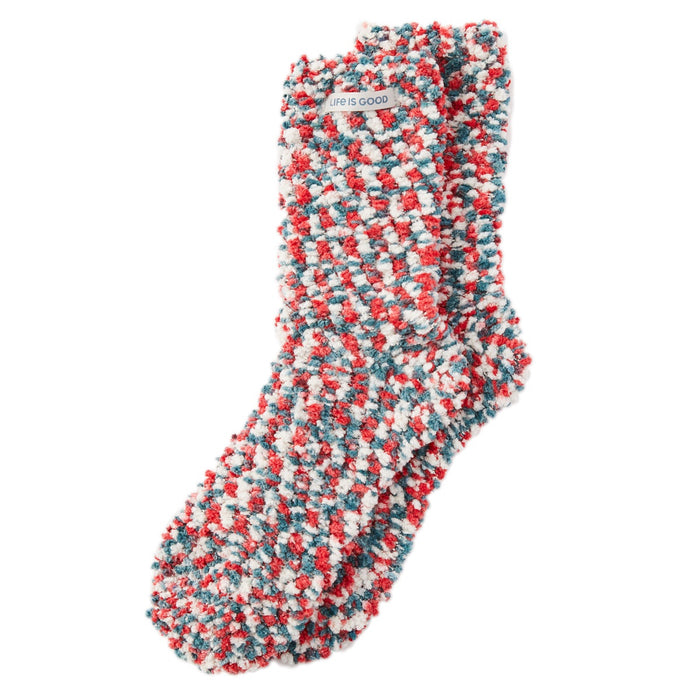Life is Good. Popcorn Pompoms Socks, Positive Red