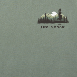 Life is Good. Men's Evergreen Silhouette LS Crusher Tee, Moss Green