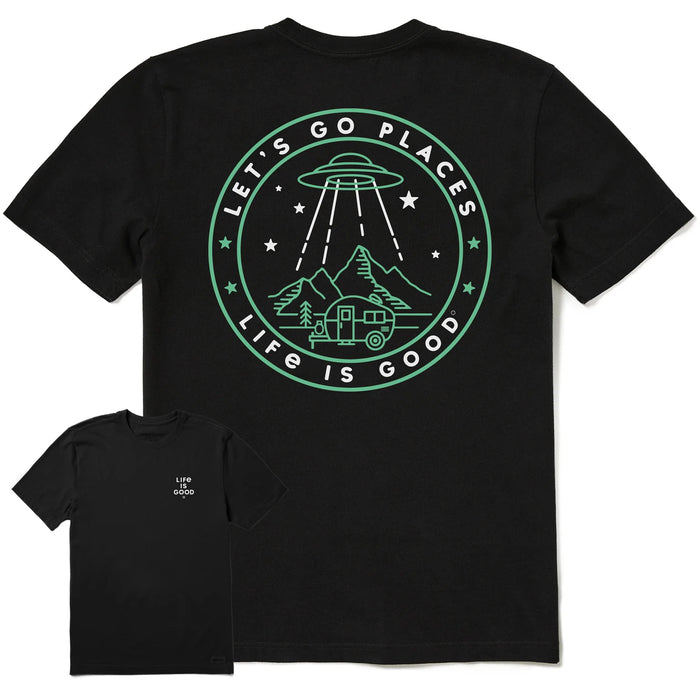 Life is Good. Men's UFO Let's Go Places Short Sleeve Crusher Tee, Faded Black