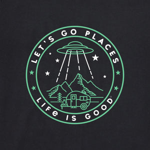 Life is Good. Men's UFO Let's Go Places Short Sleeve Crusher Tee, Faded Black