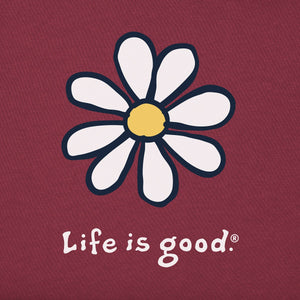 Life is Good. Women's Daisy Long Sleeve Crusher Vee, Cranberry Red