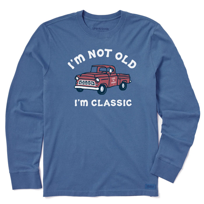 Life is Good. Men's I'm Classic Pickup Long Sleeve Crusher Tee, Vintage Blue