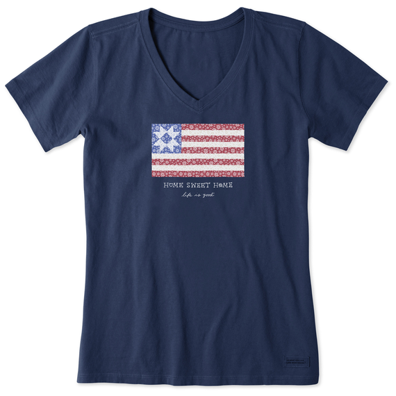 Life is Good. Women's Home Sweet Home SS Crusher-LITE Vee, Darkest Blue