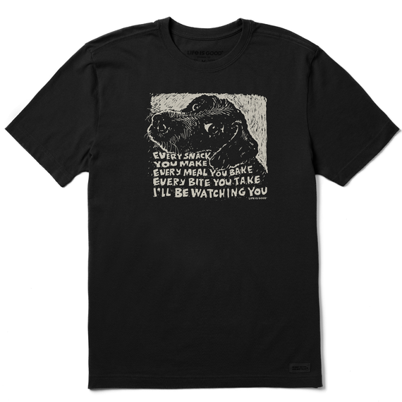 Life is Good. Men's Black Snack Dog SS Crusher-LITE Tee, Jet Black