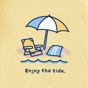 Life is Good. Women's Enjoy the Tide Short Sleeve Crusher Tee, Sandy Yellow